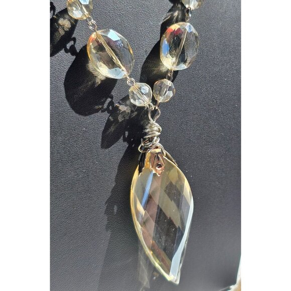 Art Deco Czech AB Crystal Bead Necklace & Earrings Set Flapper Statement - Picture 3 of 9